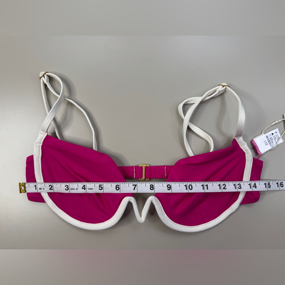 L*Space Nico Bikini Top XL Pink Underwire Bougainvillea & Cream Vacation Swim - Picture 9 of 11
